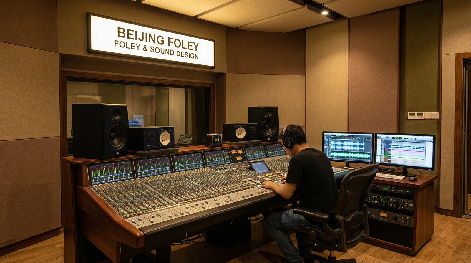 国产视频专业录音棚音效制作现场